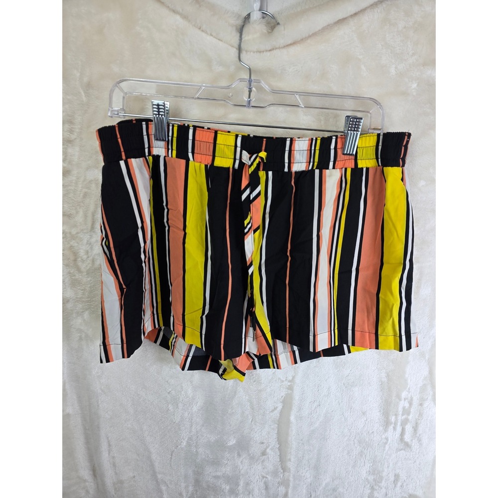 Guess Remi Shorts Fusion Coral Multi Striped Elastic Waist Q81D09T02F1 Womens L‎